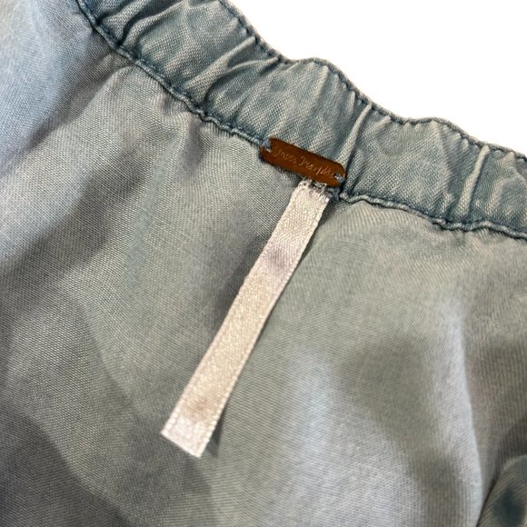 Free People Chambray Off The Shoulder Crop Top Size S - Picture 3 of 4